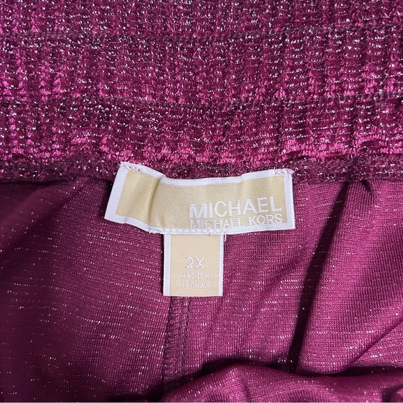 Michael Kors Women's Size 2X Purple Drawstring Jogger Pants Metallic Party Cool - Picture 8 of 13